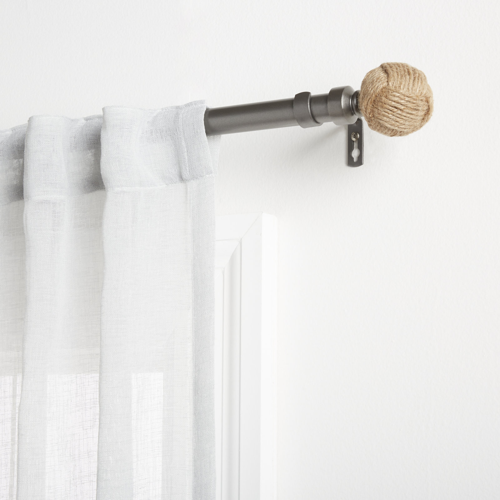 Tricia Rope Knot Curtain Rod Set, 36" - 72", Gunmetal