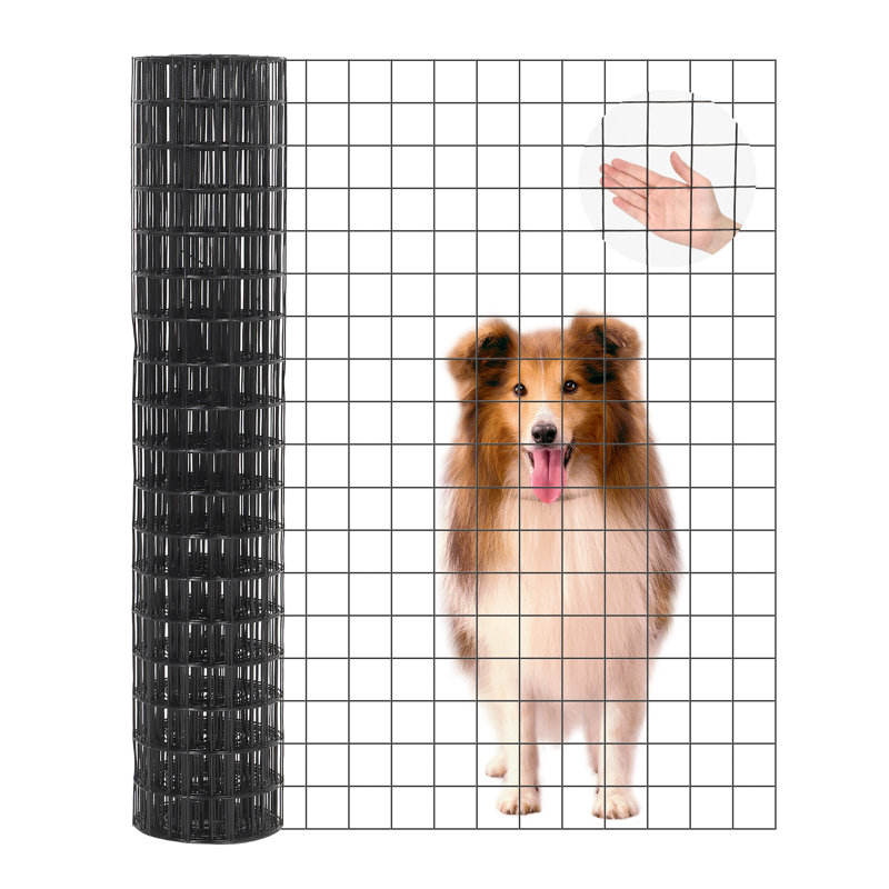 Rouleau de clôture à treillis soudé en PVC 16GA, maille 2 po x 2 po, grillage en vinyle 36 po x 30 pi avec pinces et gants