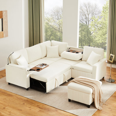 5 Seater Chenille Sofa & Chaise
