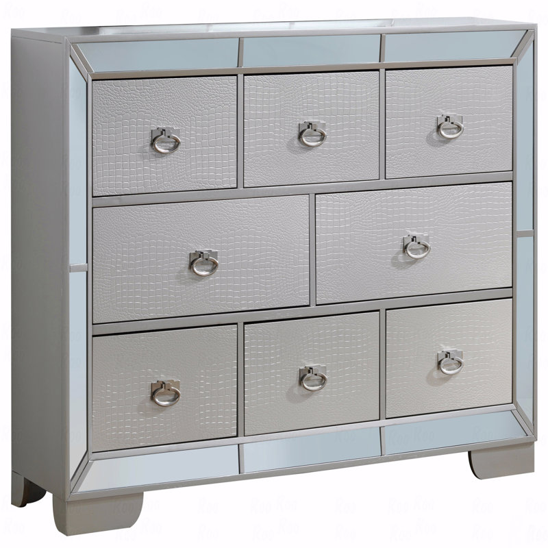 Commode de rangement élégante à champagne argenté