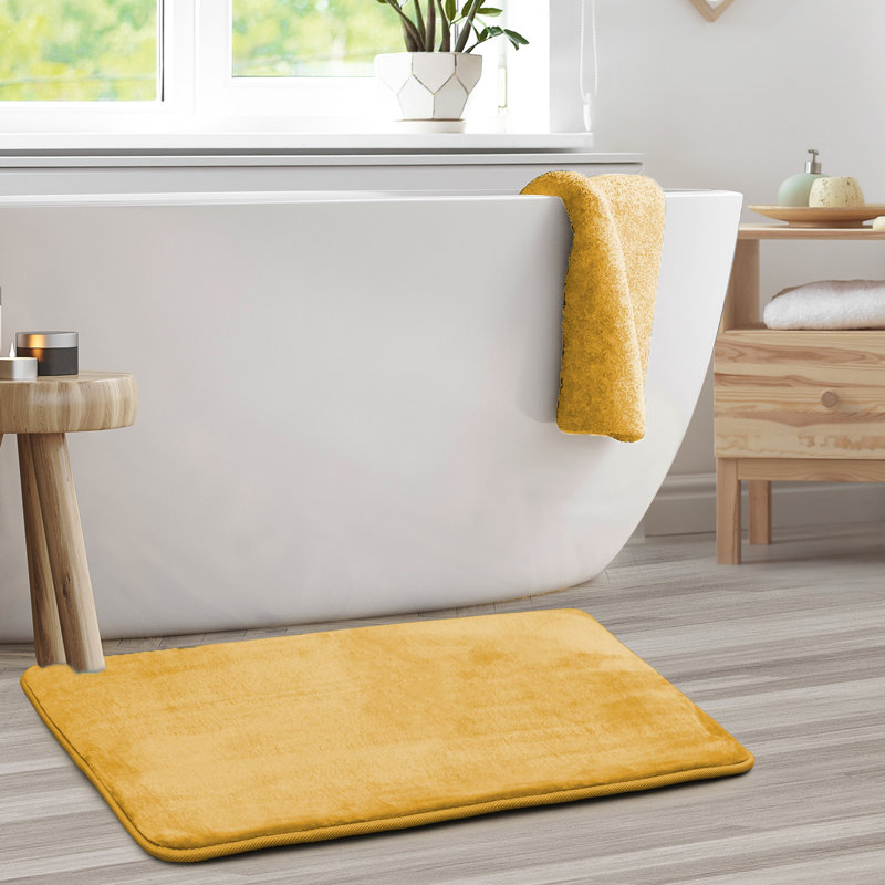 Ultra Soft and Absorbent Memory Foam Bath Rug Set with Non-Slip Backing, Camel/Gold, Small: 24" L x 17" W