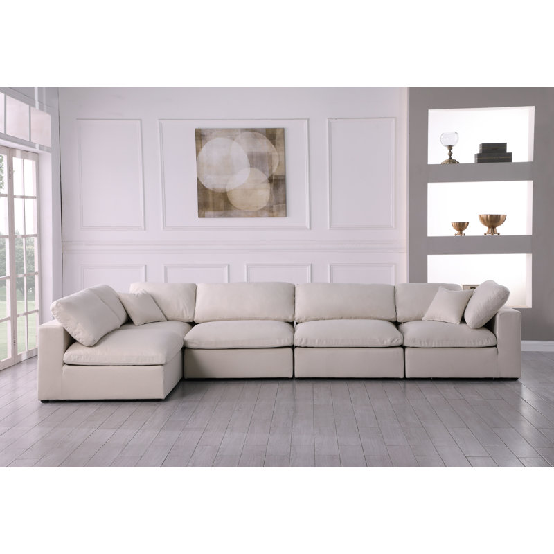 Canapé modulaire Burrows, Tissu crème texturé en lin