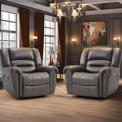  39.8" Wide Classic and Oversized Breathable Faux Leather Power Recliner with USB Port