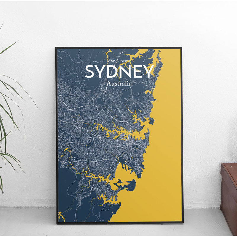 Sydney City Map 1 Piece Wall Art, 91.4cm H x 61cm W x 0.1cm D