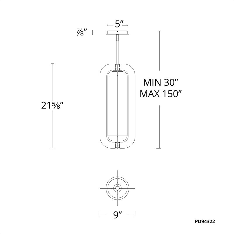 Luminaire suspendu rectangulaire unique à 1 lumière Echelon, Laiton vieilli