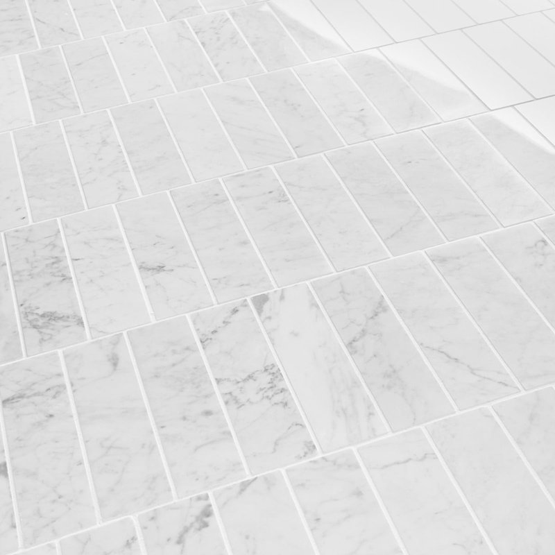 Carrara 3x12 Honed Marble Floor and Wall Tile, 1.96" W x 7.87" D, Polished