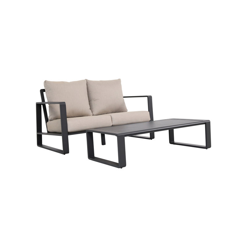 Table basse rectangulaire en aluminium gris rembourré Jm 9017. Coussins modernes, élégants et pratiques. Salon