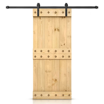 84'' Solid Wood Paneled Painted without Installation Hardware Kit Barn Door