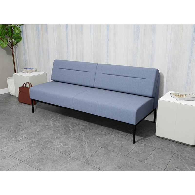 Canapé Darsey, Avec alimentation, Noir, Chambray bleu marine clair
