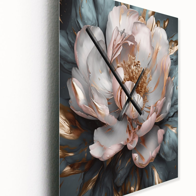 Isabelo - horloge murale moderne pivoine florale, H 28 po x l 12 po x P 1 po