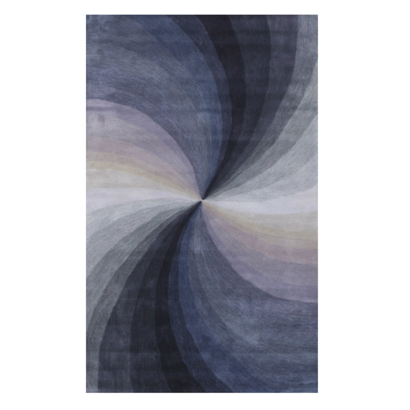 Tapis bleu en laine touffeté à la main Hanchett, Rectangle 7 pi 9 po x 9 pi 9 po