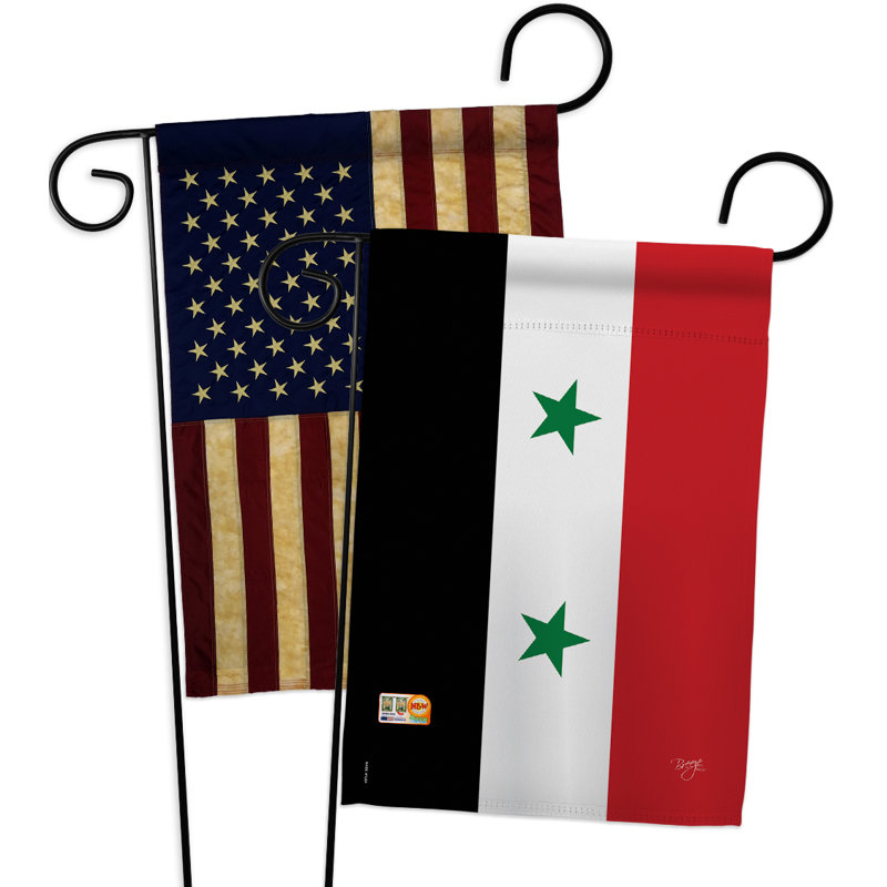 Ensemble de drapeaux décoratifs en polyester 2 faces 19 x 13 po 2 pièces syria impressions