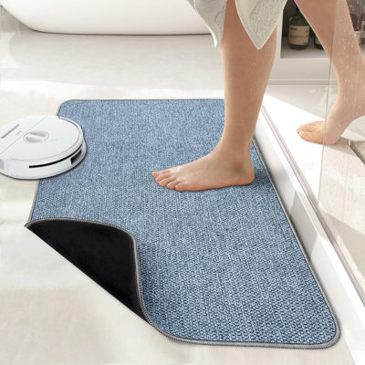 24''x36'' Ultra-thin Bath Mat Non-slip Quick-dry Blue