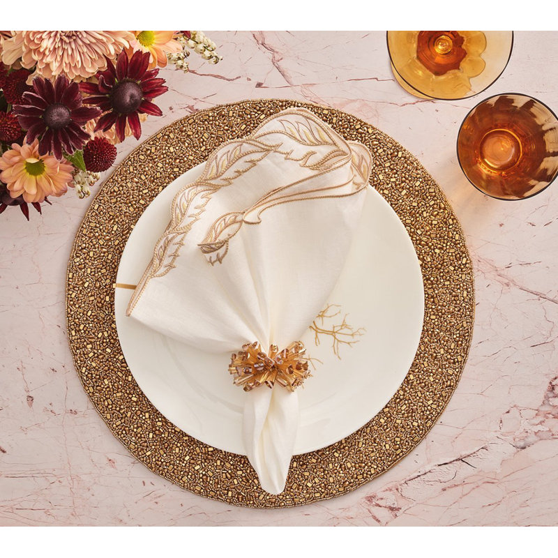 Winding Vines Napkin, White/Natural
