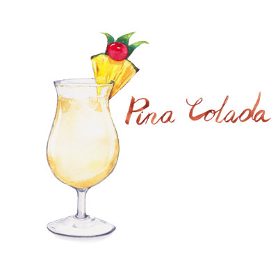 Pina Colada Cocktails by L0ngtime - Wrapped Canvas Print