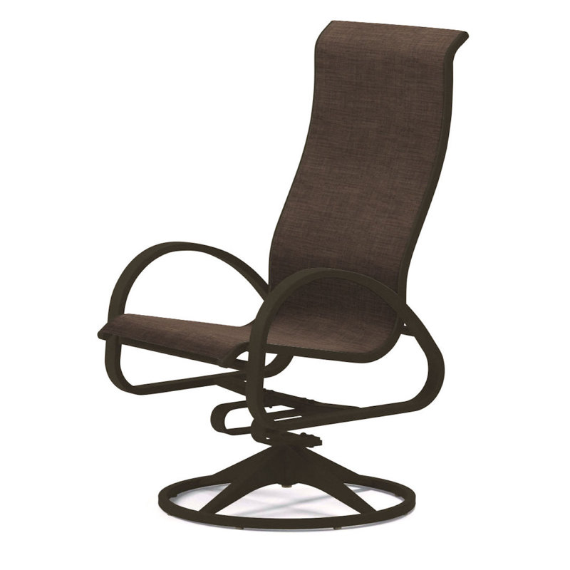 Fauteuil de patio pivotant Hiraku, Bois de plage texturé, Moka Sunbrella®