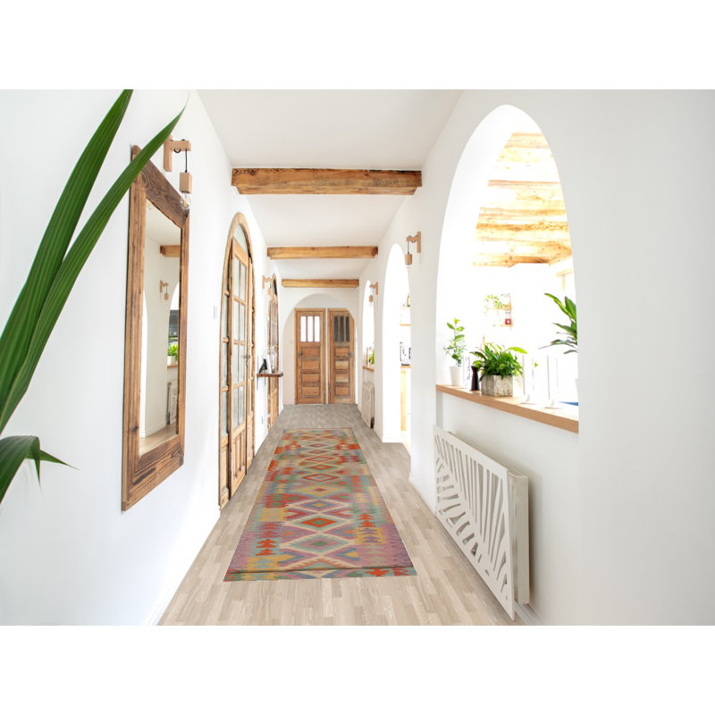 Tapis de marche réversible en laine Kilim 2x15