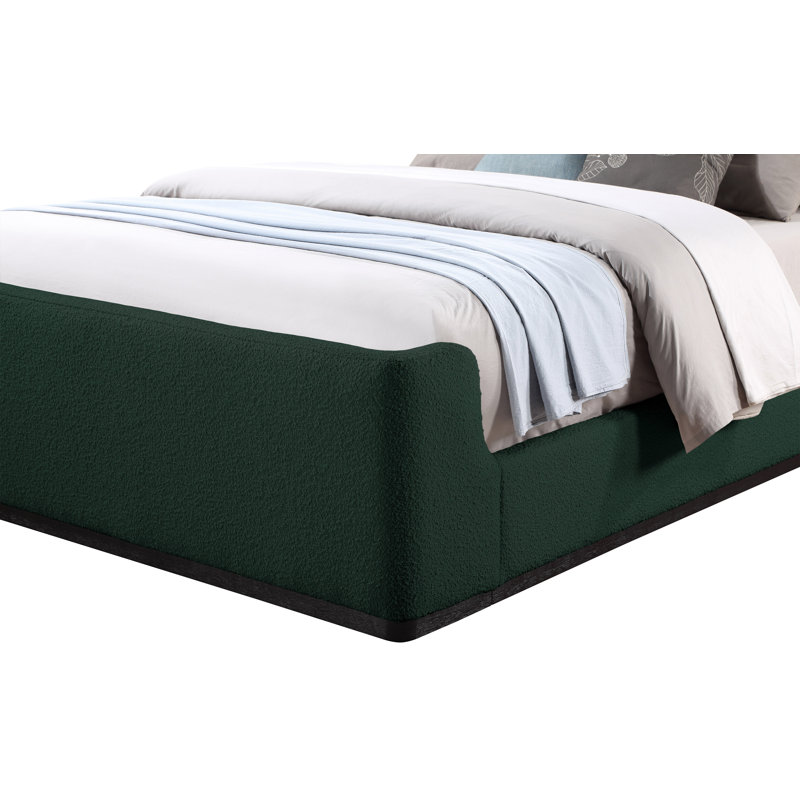 Oliver Boucle Fabric Queen Bed, Queen, Green Boucle Fabric