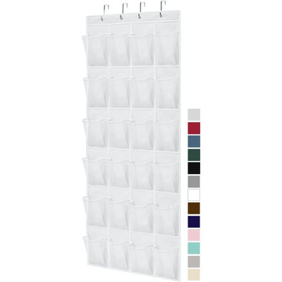 Shoe Holder Rack For Over The Door, 24 Mesh Pockets Hold Up To 40 Pounds, Back Of Closet Organizer, Behind Door Hanger, Nonslip Holders, Shoes, Sneakers And Home Accessories, Black
