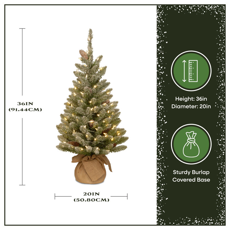 Sapin de Noël floqué et illuminé, 3'