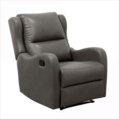 FlowLuxe Modern Streamlined Reclining Arm Chair Pull-Tab Recline for Living Room Classic Gray Faux Leather