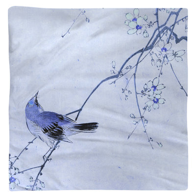 Serviette de coton à oiseau et fleurs japonaises rétro Keito Sato