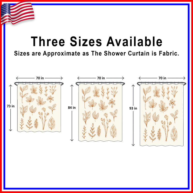 Rideaux de douche Botanical Line Art, 70 po l x 72 po H