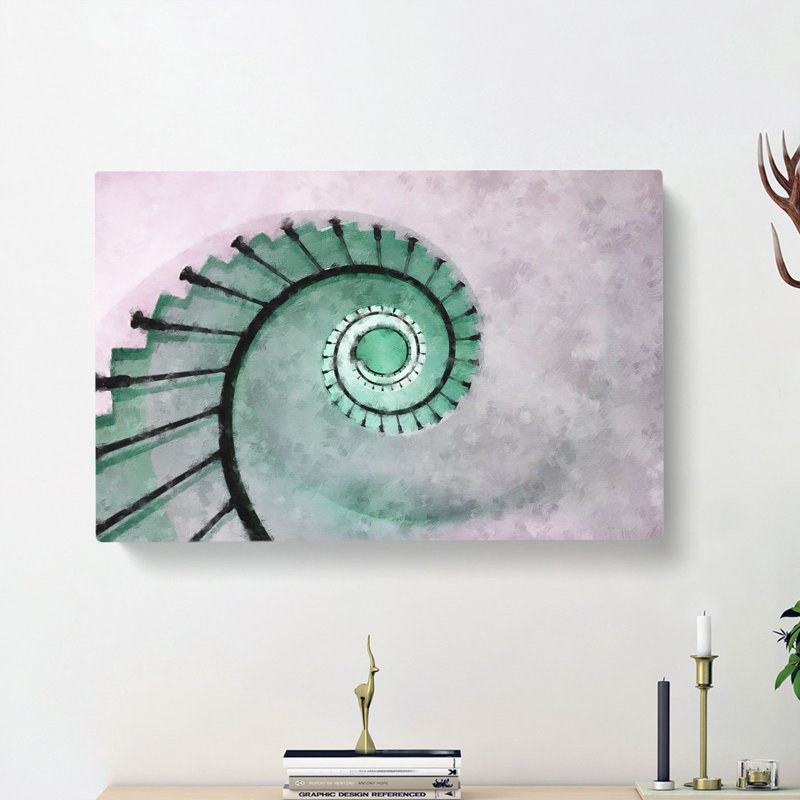 Lighthouse Spiral Staircase - Wrapped Canvas Painting, 35cm H x 50cm W x 3cm D