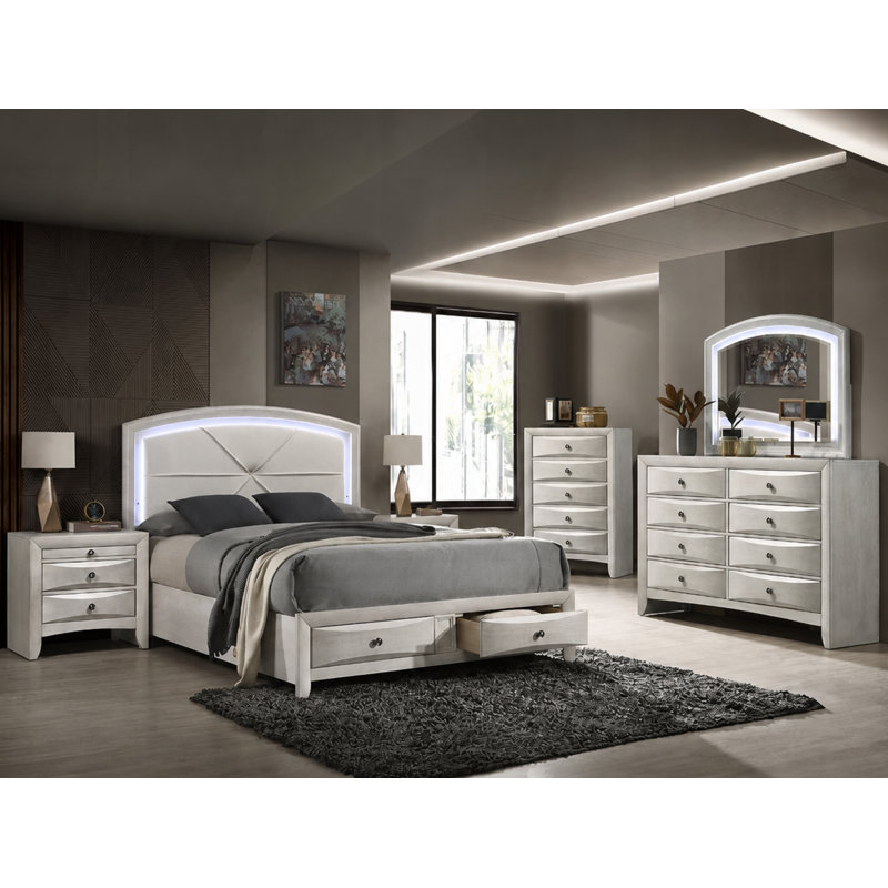 Ensemble de chambre à coucher 6 pièces Ramondi, Queen, 6 Pcs: Bed, 2 Dressers, Mirror, 2 Nightstands