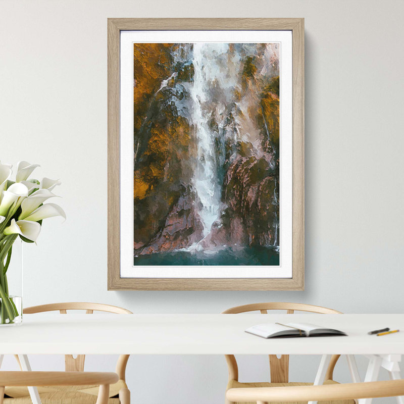 Stirling Falls in New Zealand in Abstract - Framed Print, 48cm H x 36cm W x 2cm D, Oak Framed