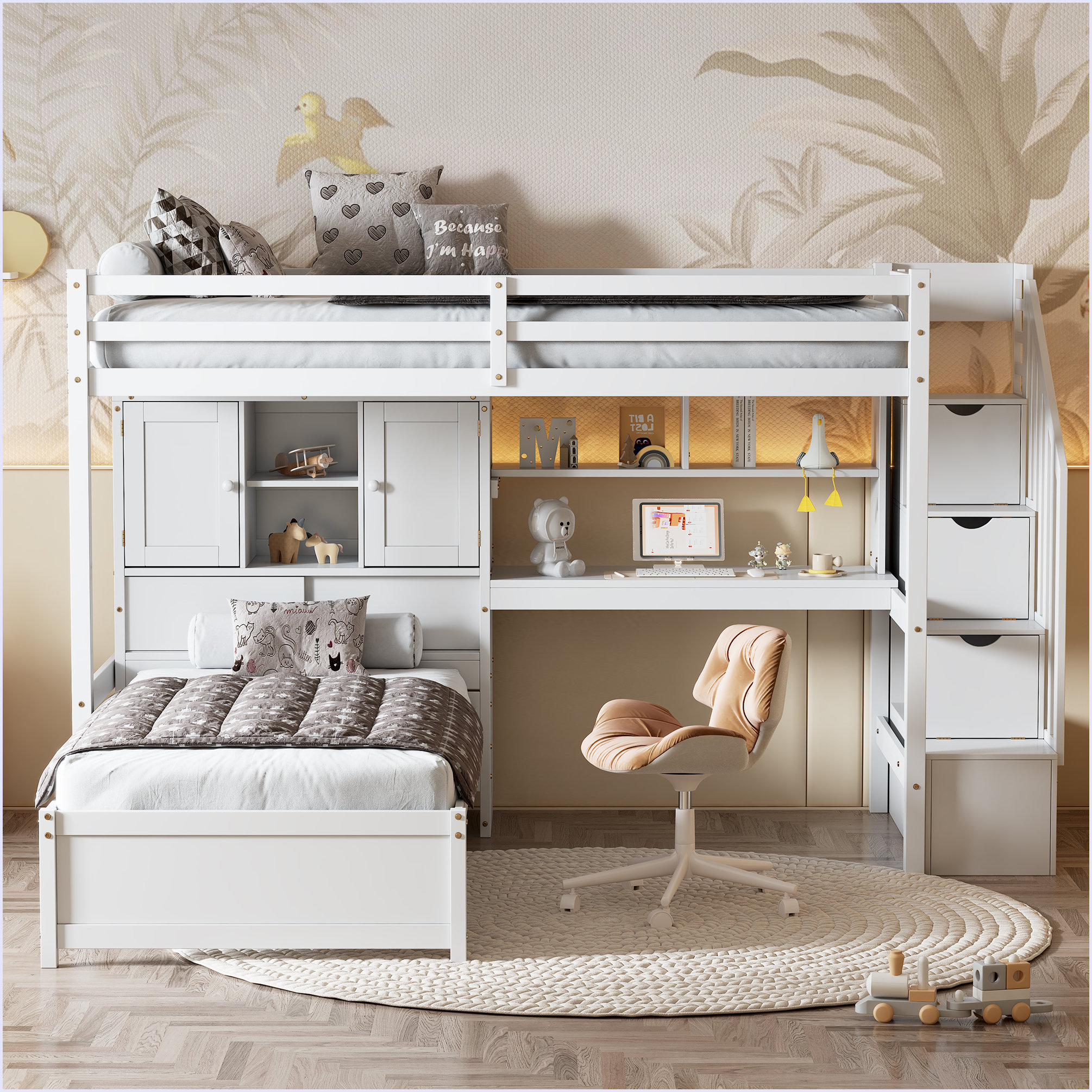Kids Loft Wayfair Twin Loft Bed With Storage Harriet Bee Twin Over Twin  Loft Bed With, image size:2010x2010