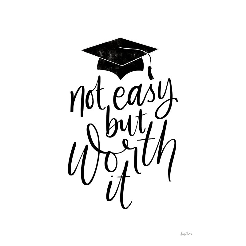 Graduation IV par Becky Thorns - reproduction d'art sur toile tendue, H 18 po x l 12 po, Non, Cadre simple noir