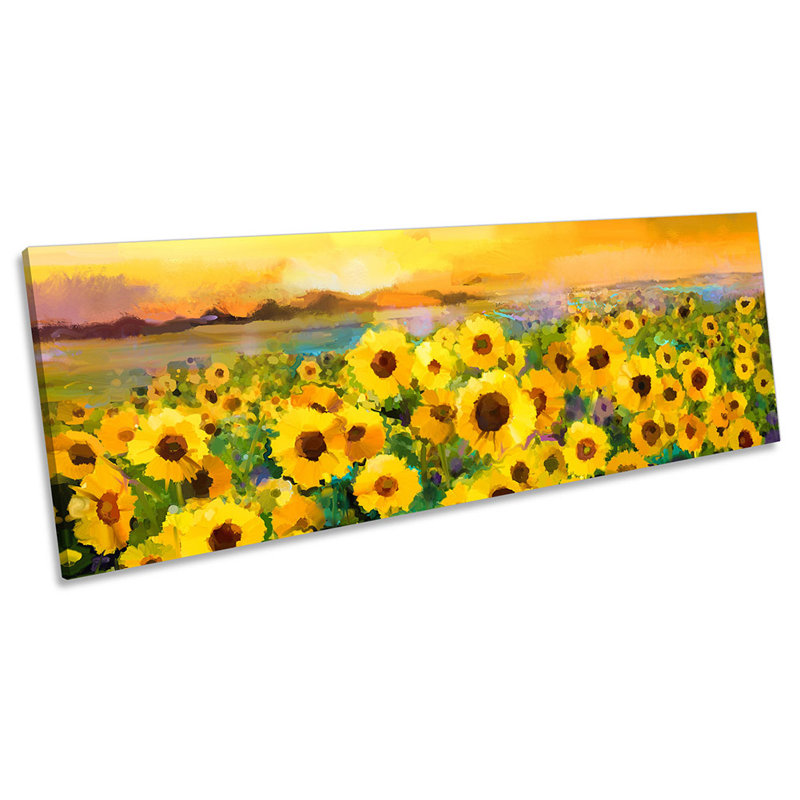 Sunflower Yellow Sunset Repro - Wrapped Canvas Panoramic Print, 45.72cm H x 137.16cm W