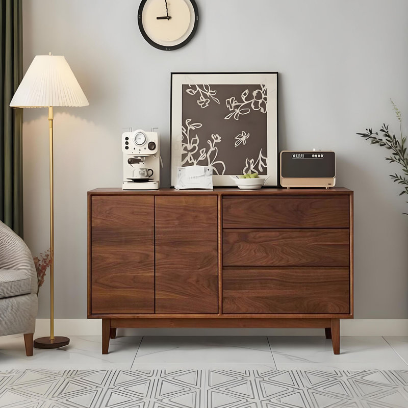 Buffet rétro et simple en bois massif, H 32,28 po x l 47,24 po x P 15,74 po