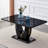 Modern Rectangular Imitation Marble Grain MDF Dining Table With Pedestal Base