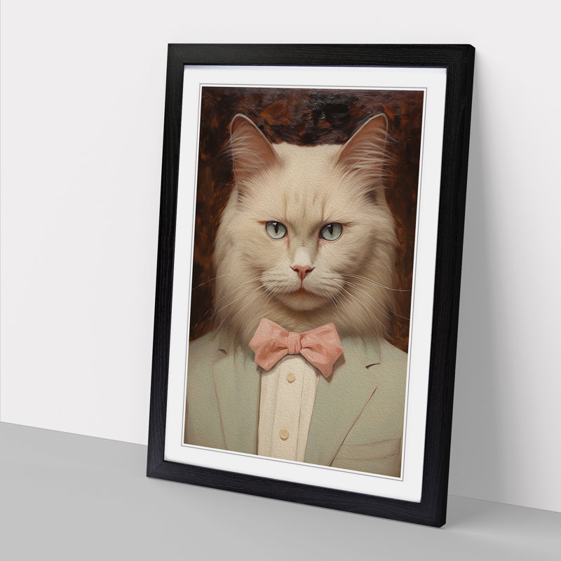Ragdoll Cat Dadaism - Single Picture Frame Print on Wood, 64cm H x 46cm W x 2cm D, Black Framed