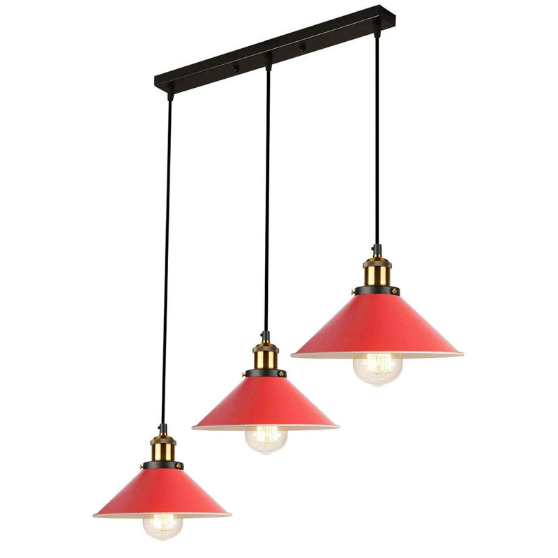 Modern Industrial Latshaw 3-Light Island Cone Ceiling Pendant – Adjustable Lighting for Kitchen & Dining Rooms by Mercury Row