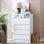 Commode 4 tiroirs avec station de charge USB, lumières DEL et prise de courant - Armoire de rangement moderne pour chambre à coucher, salon, entrée