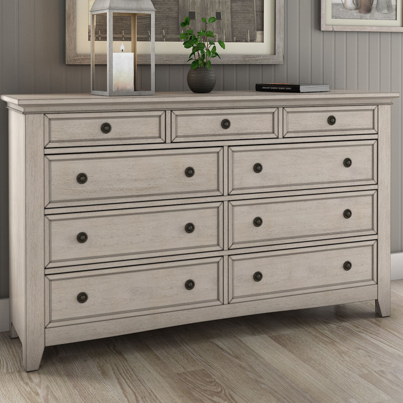 Commode 9 tiroirs Kingery , Blanc antique