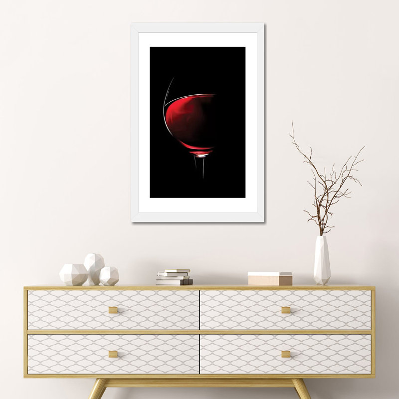 «Red Wine» par Johan Swanepoel - impression d'art graphique, H 24 po x l 16 po x P 1 po, Papier encadré blanc, Blanc