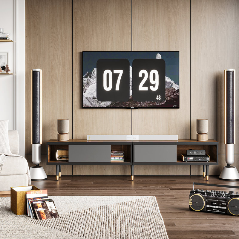 Meuble télé de coin avec console multimédia Kruszewski de 80 po pour les téléviseurs de 85 po ou moins avec rangement