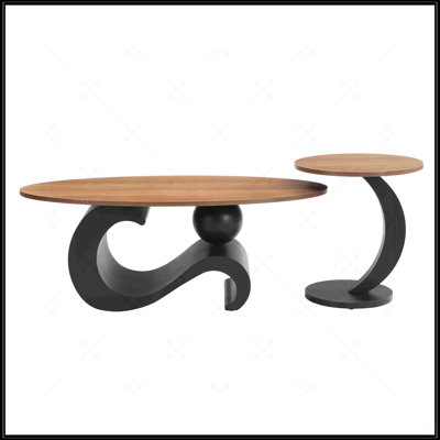 Ensemble de 2 tables basses gigognes noires