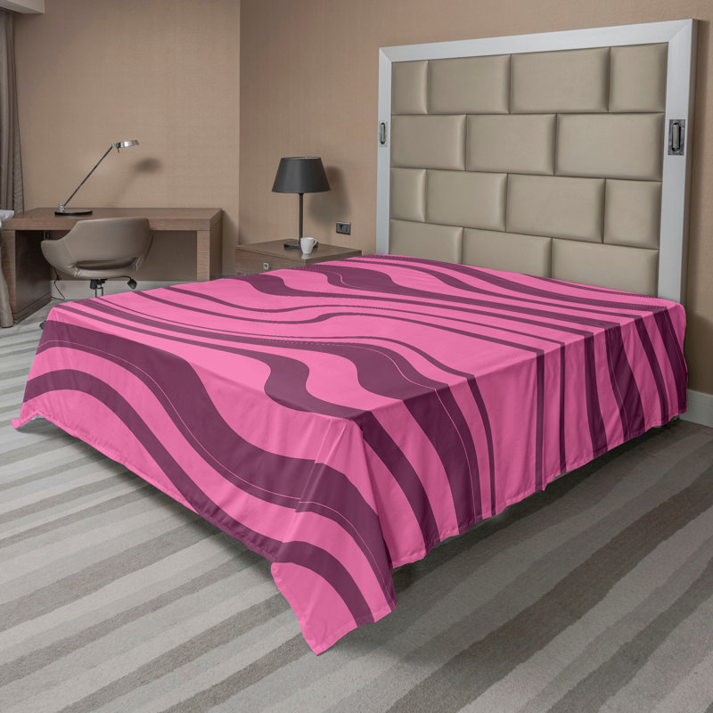 Drap plat moderne de style bohème Ambesonne, Rose pastel / motif abstrait rose séchée