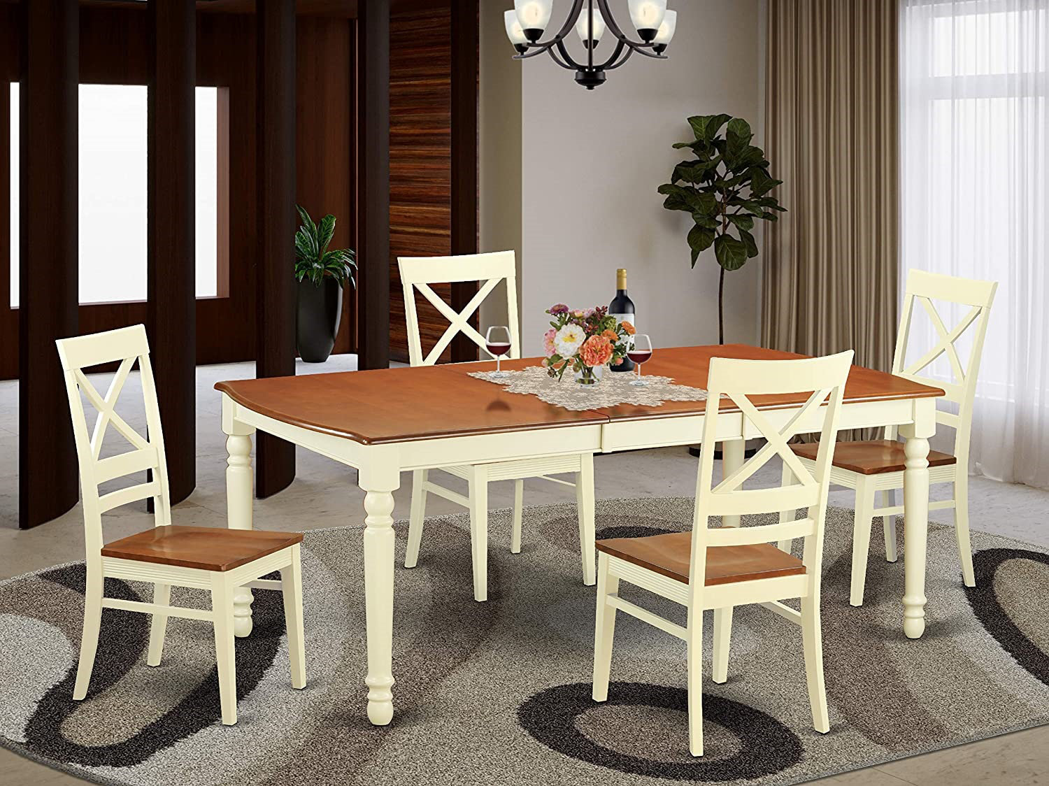 August Grove Carmel Butterfly Leaf Rubberwood Solid Wood Dining Set ...