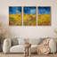 «Golden Harvest Rich Wheat Fields Under Swirling Skies Nature Wilderness Illustration Decor», 3 pièces-98249579-98249580