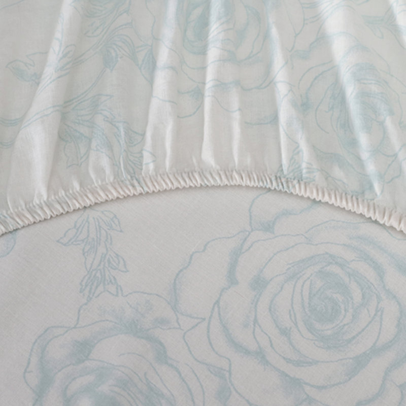 Ensemble de draps 100% coton 144 fils, Grand, Bleu Sketchy