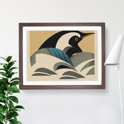 XH1022-6869X Penguin Art Deco 1 Piece Single Picture Frame Wall Art