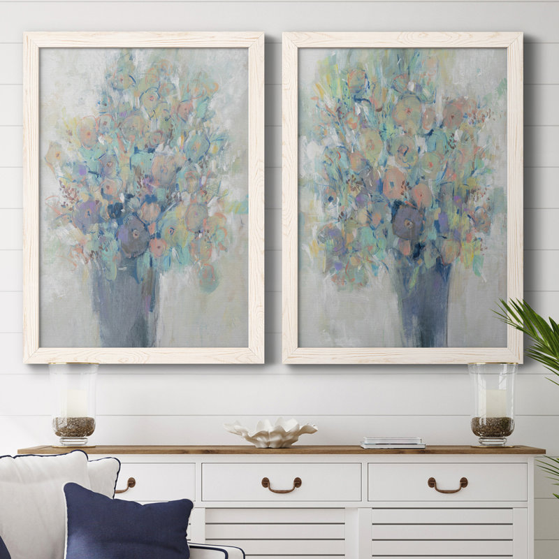 Bouquet I, toile encadrée de qualité supérieure - prête à être accrochée, H 24 po x l 36 po x P 1,5 po, Blanc