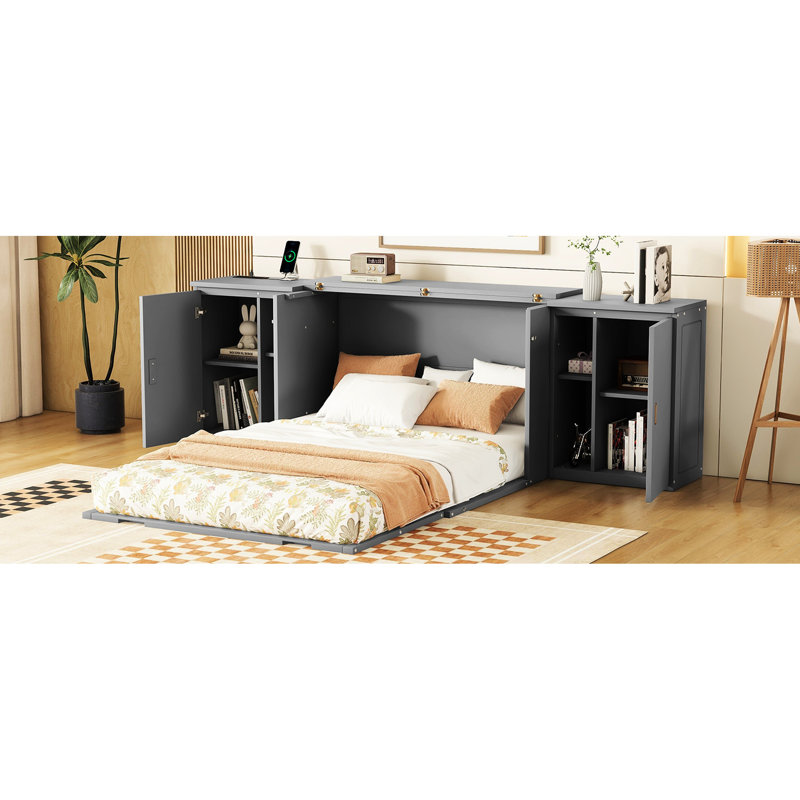 Lit avec tablettes - gris pour créer de l'espace supplémentaire à la maison
