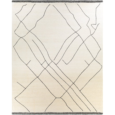 Tapis crème / noir en laine touffeté à la main Isla